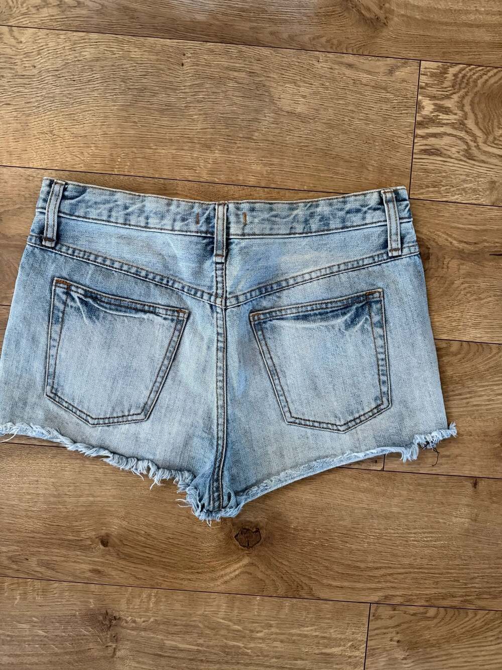 Free People We The Free Mid-Rise Raw Hem Denim Cutoff Shorts - Picture 3 of 4
